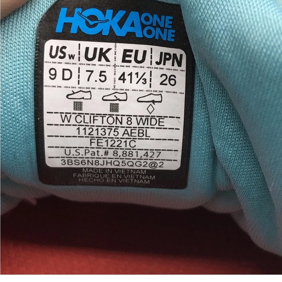 Hoka One One Clifton 8 Women’s Teal Blue FE1221C W Wide Running Sneakers 9D - Picture 13 of 14